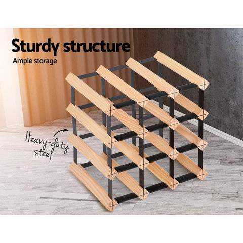 Rustic timber wine storage rack