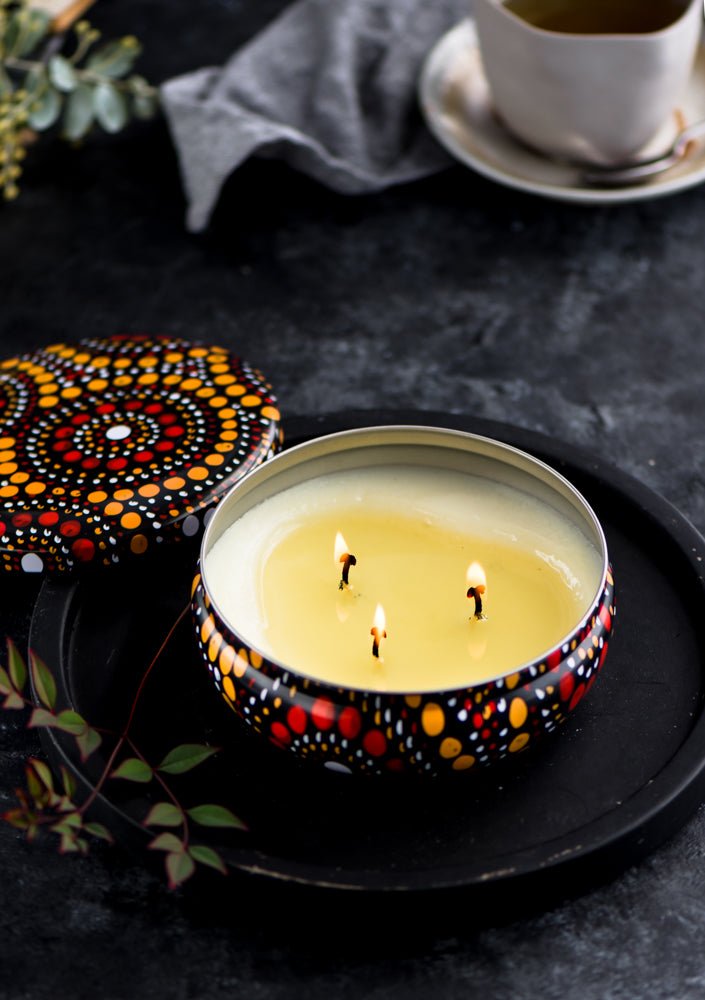 Indigenous art Australian soy candle